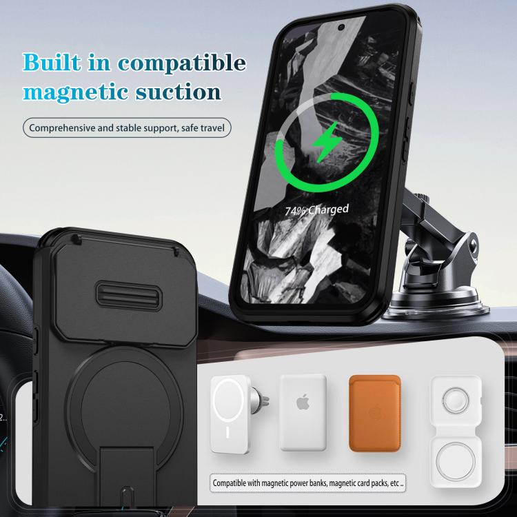For Google Pixel 8a Sliding Camshield MagSafe Holder Phone Case