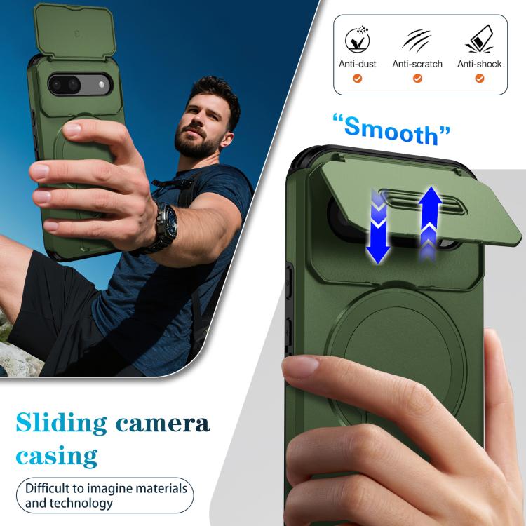 For Google Pixel 8a Sliding Camshield MagSafe Holder Phone Case