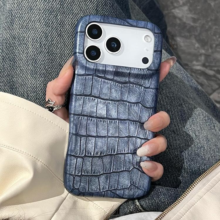 For iPhone 17 Pro Max Vintage Crocodile Texture Shockproof Vegan Leather Phone Case