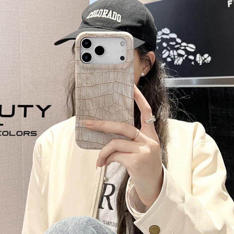 For iPhone 17 Pro Max Vintage Crocodile Texture Shockproof Vegan Leather Phone Case