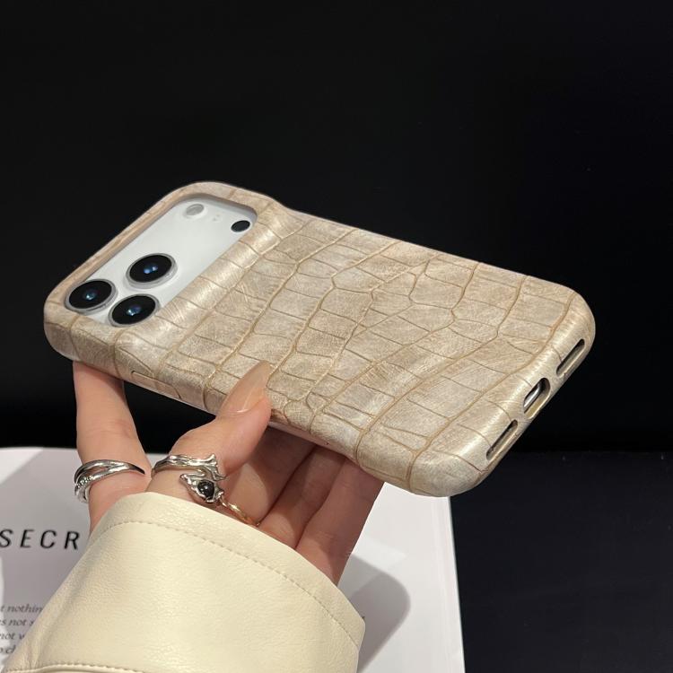 For iPhone 17 Pro Max Vintage Crocodile Texture Shockproof Vegan Leather Phone Case
