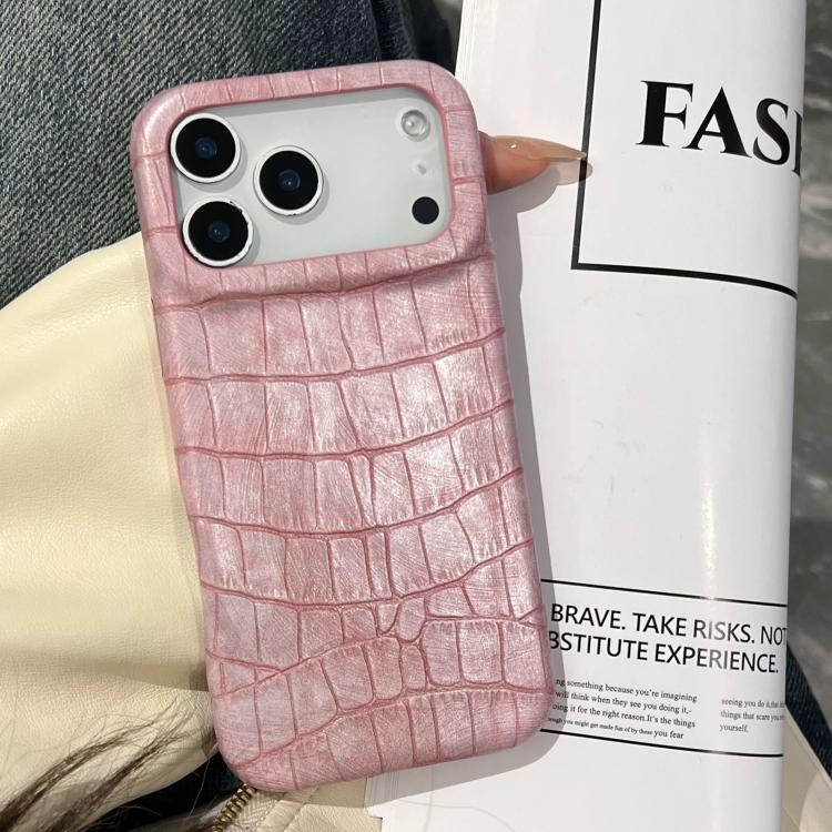For iPhone 17 Pro Vintage Crocodile Texture Shockproof Vegan Leather Phone Case