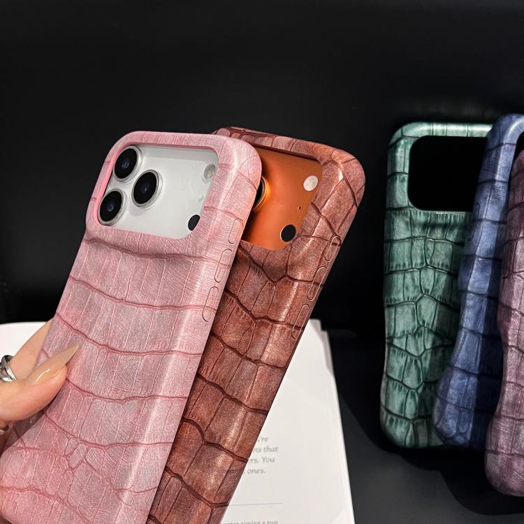 For iPhone 17 Pro Vintage Crocodile Texture Shockproof Vegan Leather Phone Case