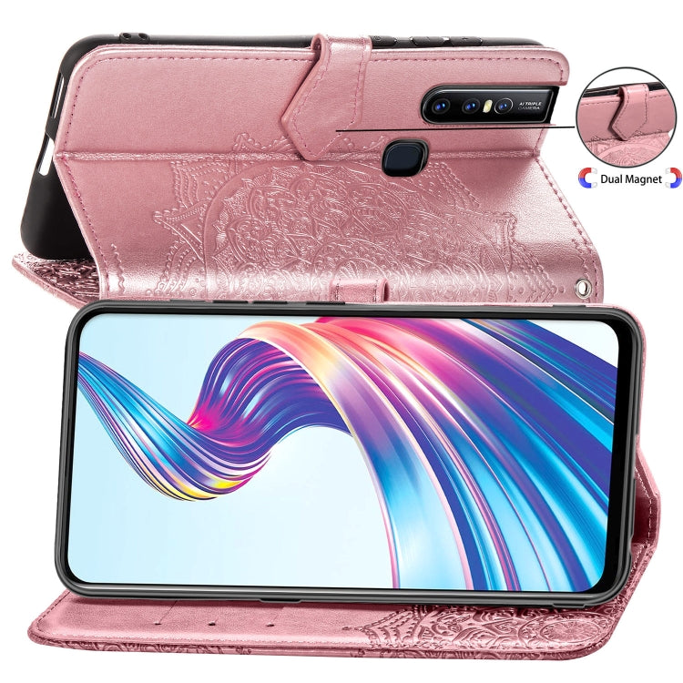 For Vivo V15 Pro Embossed Mandala Pattern TPU + PU Horizontal Flip Leather Case with Holder & Three Card Slots & Wallet