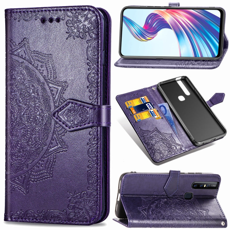 For Vivo V15 Pro Embossed Mandala Pattern TPU + PU Horizontal Flip Leather Case with Holder & Three Card Slots & Wallet
