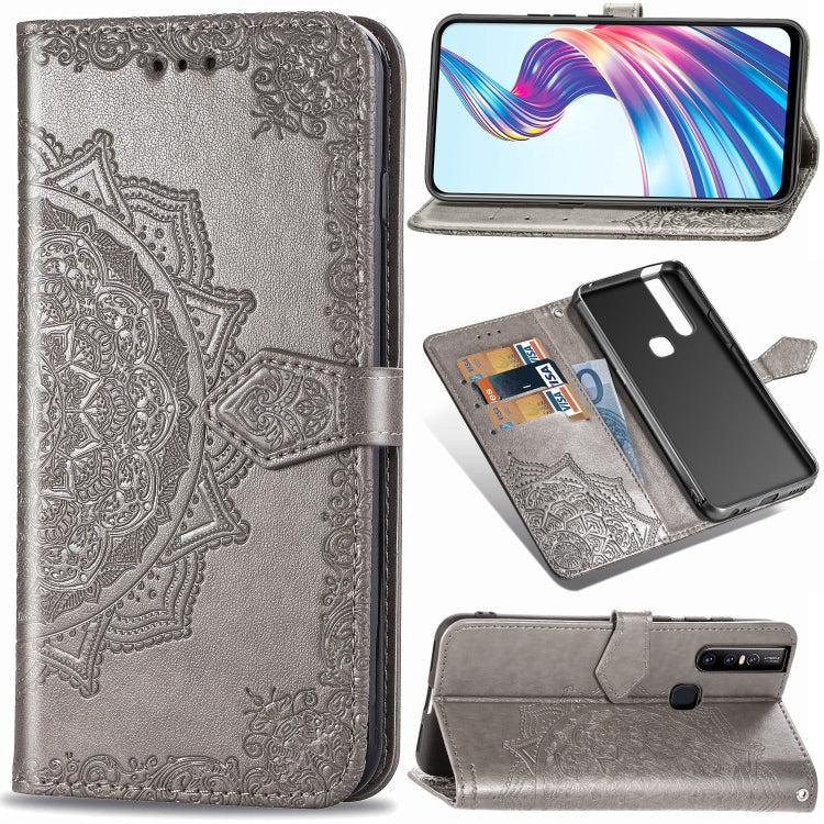 For Vivo V15 Pro Embossed Mandala Pattern TPU + PU Horizontal Flip Leather Case with Holder & Three Card Slots & Wallet