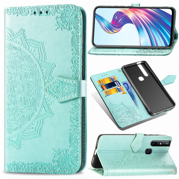 For Vivo V15 Pro Embossed Mandala Pattern TPU + PU Horizontal Flip Leather Case with Holder & Three Card Slots & Wallet