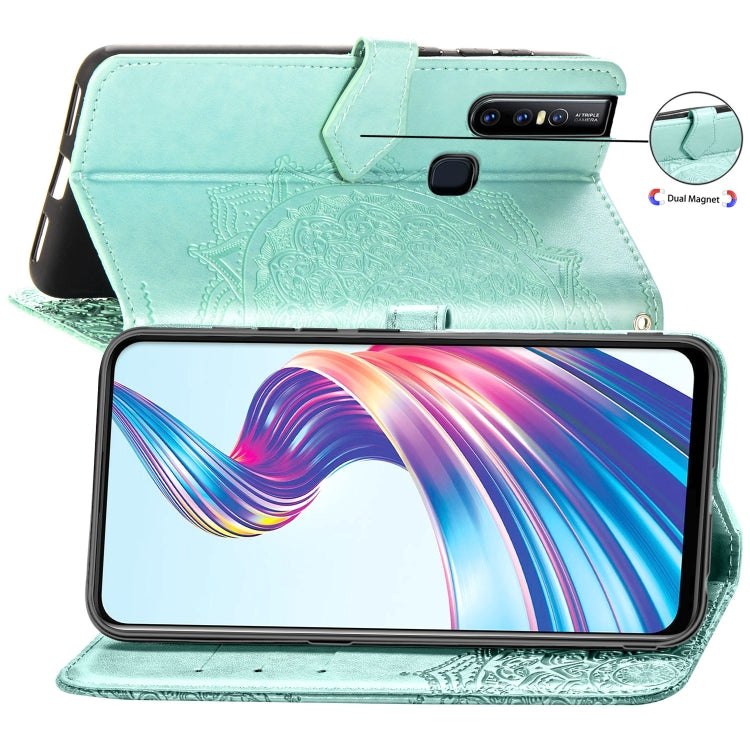 For Vivo V15 Pro Embossed Mandala Pattern TPU + PU Horizontal Flip Leather Case with Holder & Three Card Slots & Wallet