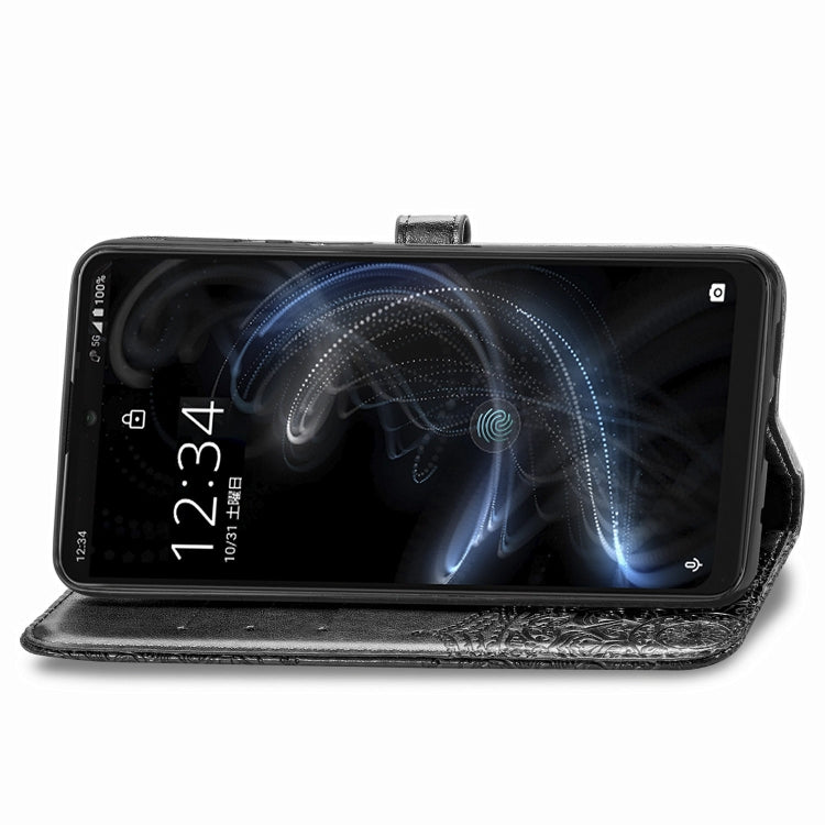 For Sharp Aquos Zero 5G Basic Embossed Mandala Pattern TPU + PU Horizontal Flip Leather Case with Holder & Three Card Slots & Wallet