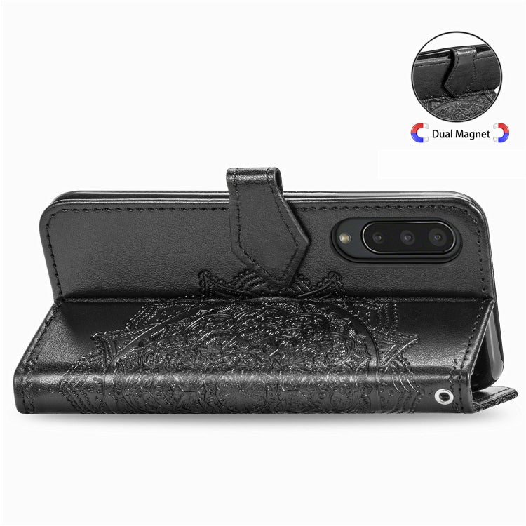 For Sharp Aquos Zero 5G Basic Embossed Mandala Pattern TPU + PU Horizontal Flip Leather Case with Holder & Three Card Slots & Wallet