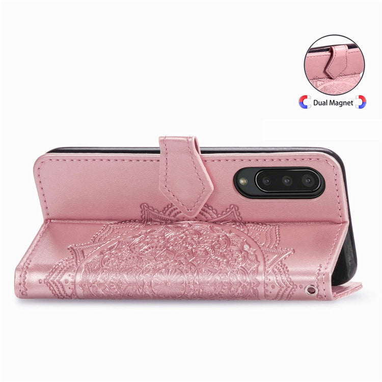 For Sharp Aquos Zero 5G Basic Embossed Mandala Pattern TPU + PU Horizontal Flip Leather Case with Holder & Three Card Slots & Wallet