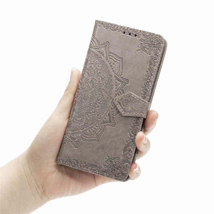 For Sharp Aquos Zero 5G Basic Embossed Mandala Pattern TPU + PU Horizontal Flip Leather Case with Holder & Three Card Slots & Wallet