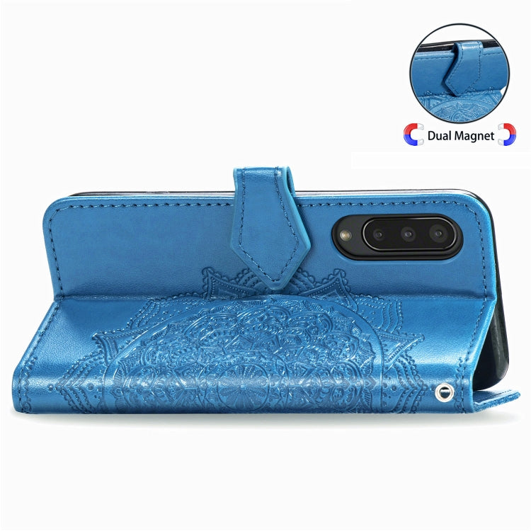 For Sharp Aquos Zero 5G Basic Embossed Mandala Pattern TPU + PU Horizontal Flip Leather Case with Holder & Three Card Slots & Wallet