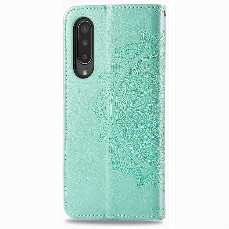 For Sharp Aquos Zero 5G Basic Embossed Mandala Pattern TPU + PU Horizontal Flip Leather Case with Holder & Three Card Slots & Wallet