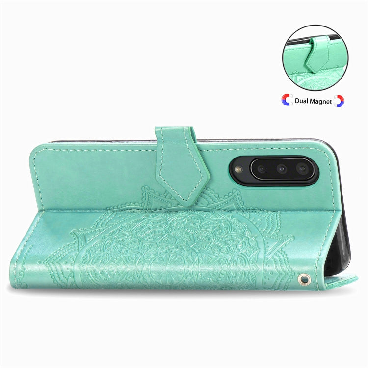 For Sharp Aquos Zero 5G Basic Embossed Mandala Pattern TPU + PU Horizontal Flip Leather Case with Holder & Three Card Slots & Wallet
