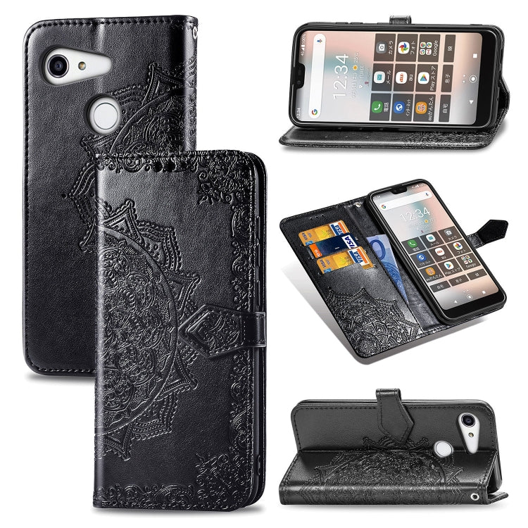 For Kyocera Gratina KYV48 Embossed Mandala Pattern TPU + PU Horizontal Flip Leather Case with Holder & Three Card Slots & Wallet