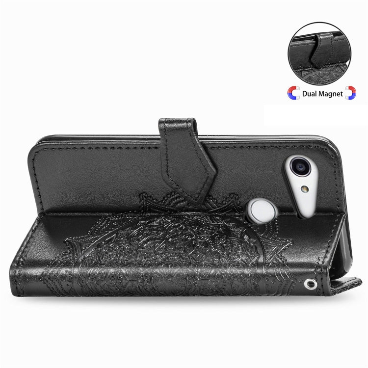 For Kyocera Gratina KYV48 Embossed Mandala Pattern TPU + PU Horizontal Flip Leather Case with Holder & Three Card Slots & Wallet