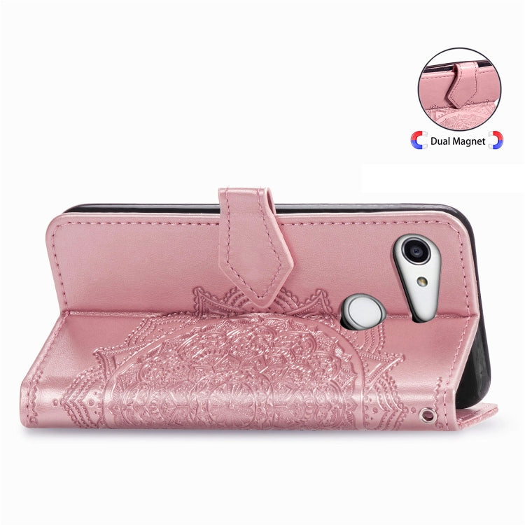 For Kyocera Gratina KYV48 Embossed Mandala Pattern TPU + PU Horizontal Flip Leather Case with Holder & Three Card Slots & Wallet