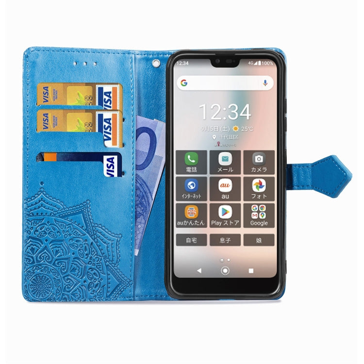 For Kyocera Gratina KYV48 Embossed Mandala Pattern TPU + PU Horizontal Flip Leather Case with Holder & Three Card Slots & Wallet