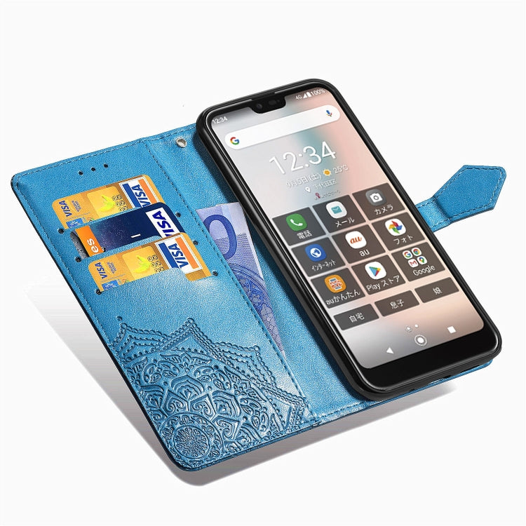 For Kyocera Gratina KYV48 Embossed Mandala Pattern TPU + PU Horizontal Flip Leather Case with Holder & Three Card Slots & Wallet