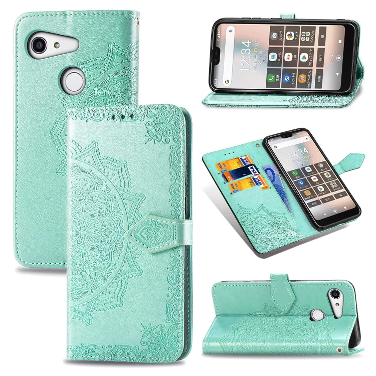 For Kyocera Gratina KYV48 Embossed Mandala Pattern TPU + PU Horizontal Flip Leather Case with Holder & Three Card Slots & Wallet
