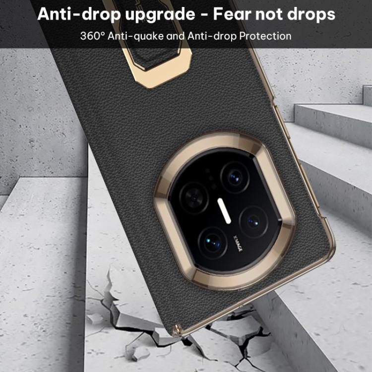 For Huawei Mate X7 GKK Dual-Center Leather Hinge Phone Case with Supercar Wristband Rotating Holder