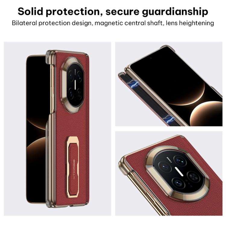 For Huawei Mate X7 GKK Dual-Center Leather Hinge Phone Case with Supercar Wristband Rotating Holder
