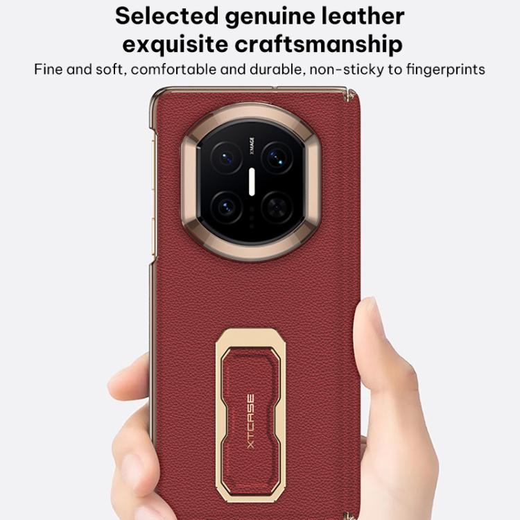 For Huawei Mate X7 GKK Dual-Center Leather Hinge Phone Case with Supercar Wristband Rotating Holder