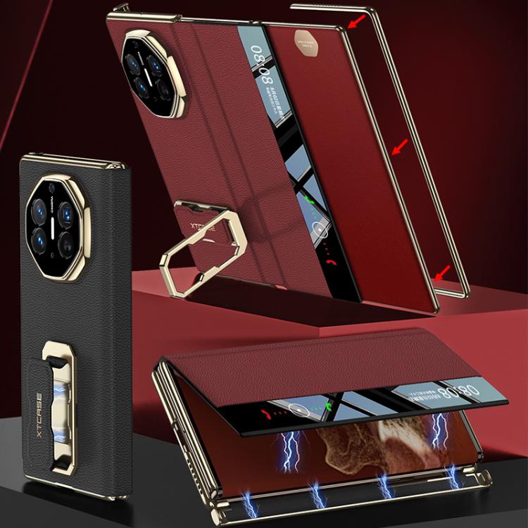For Huawei Mate XT / XTs Ultimate GKK Magnetic Phantom Full Coverage Flip Leather Case with Supercar Wristband Rotating Holder