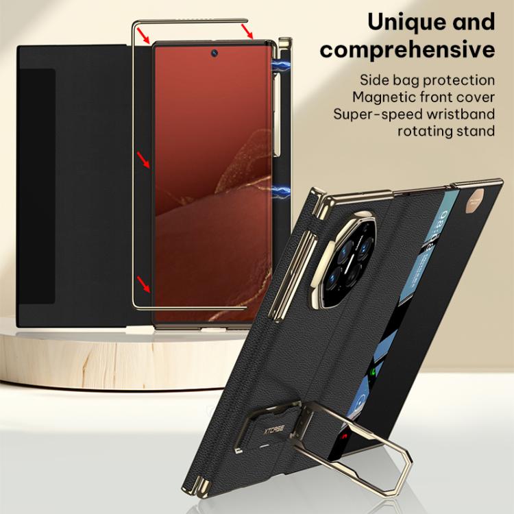 For Huawei Mate XT / XTs Ultimate GKK Magnetic Phantom Full Coverage Flip Leather Case with Supercar Wristband Rotating Holder