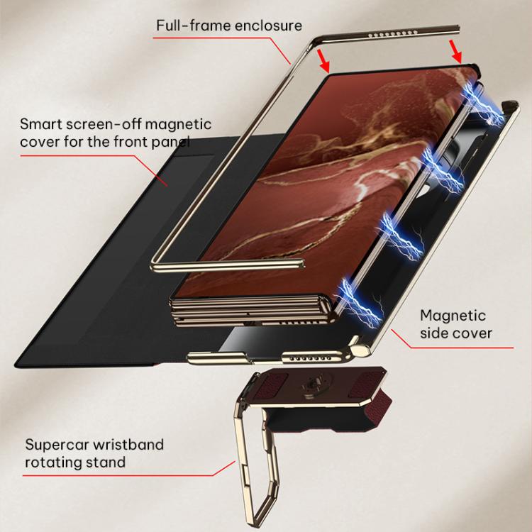 For Huawei Mate XT / XTs Ultimate GKK Magnetic Phantom Full Coverage Flip Leather Case with Supercar Wristband Rotating Holder