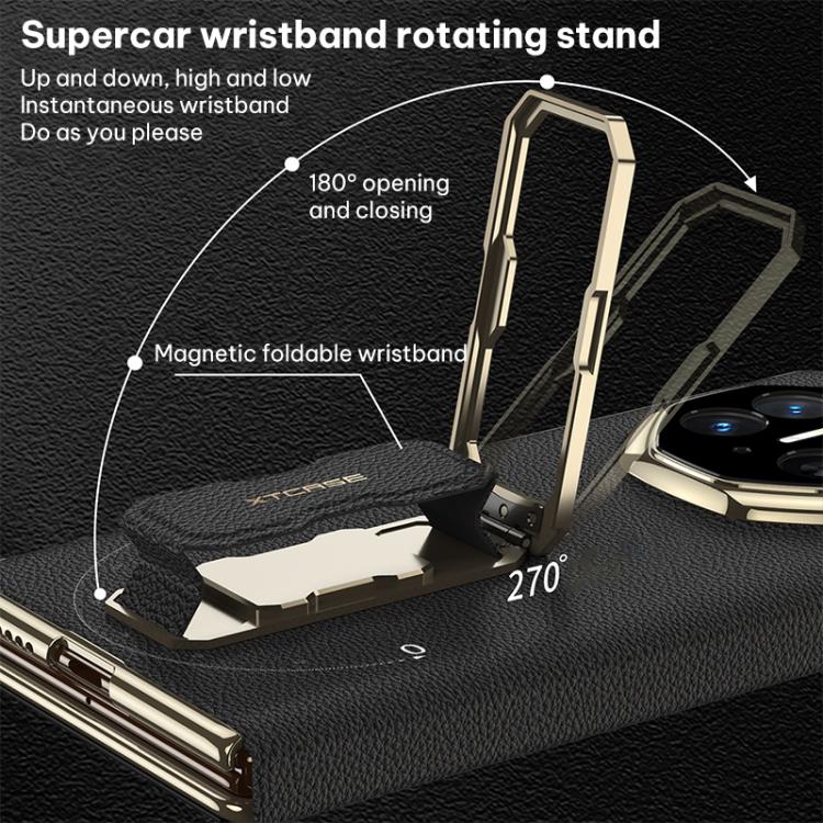 For Huawei Mate XT / XTs Ultimate GKK Magnetic Phantom Full Coverage Flip Leather Case with Supercar Wristband Rotating Holder