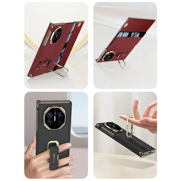 For Huawei Mate XT / XTs Ultimate GKK Magnetic Phantom Full Coverage Flip Leather Case with Supercar Wristband Rotating Holder