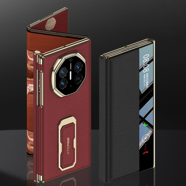 For Huawei Mate XT / XTs Ultimate GKK Magnetic Phantom Full Coverage Flip Leather Case with Supercar Wristband Rotating Holder