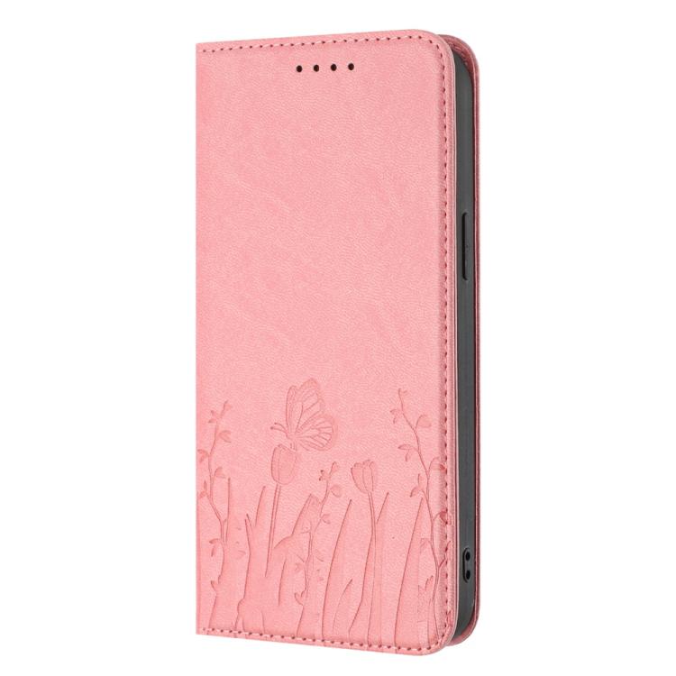 For iPhone Air Tulips Butterfly Pattern Magnetic Vegan Leather Phone Case