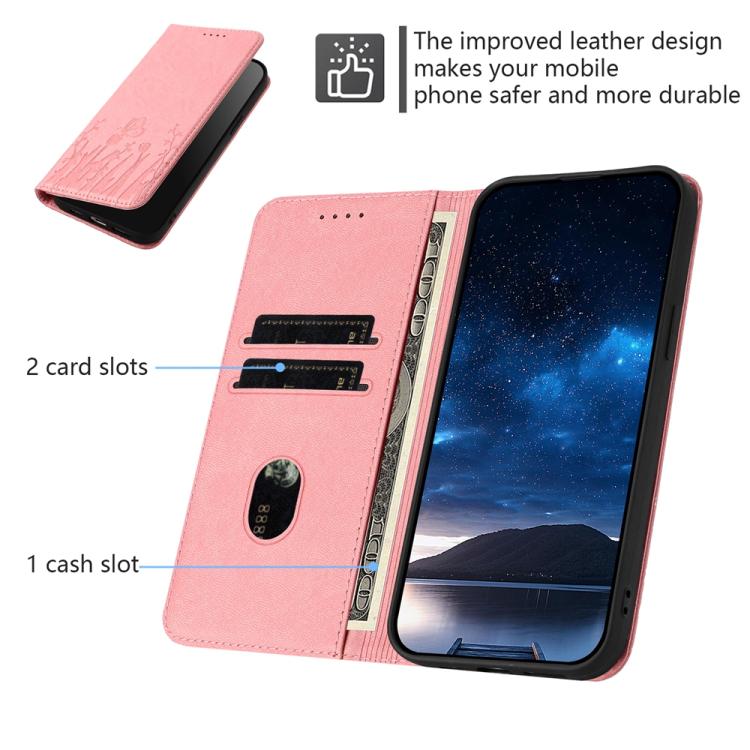 For iPhone Air Tulips Butterfly Pattern Magnetic Vegan Leather Phone Case