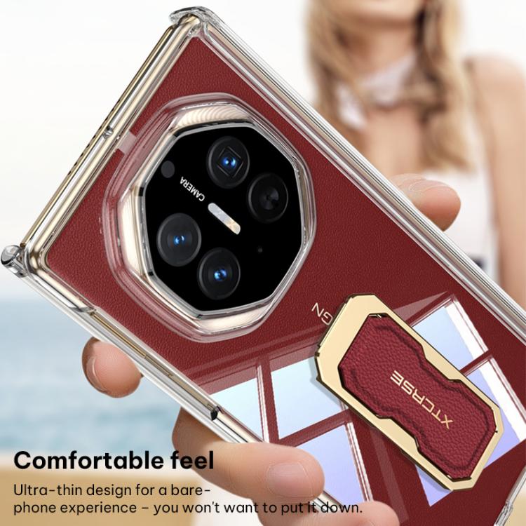 For Huawei Mate XT / XTs Ultimate GKK Magnetic Clear Full Coverage Phone Case with Supercar Wristband Rotating Holder