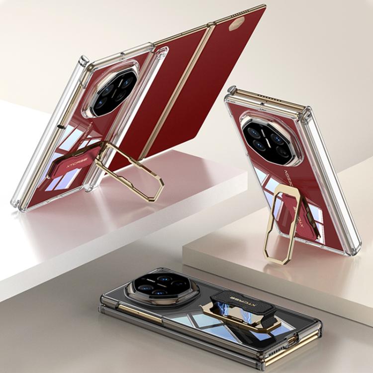 For Huawei Mate XT / XTs Ultimate GKK Magnetic Clear Full Coverage Phone Case with Supercar Wristband Rotating Holder