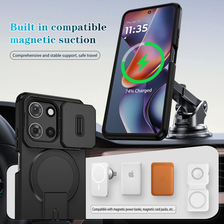 For Motorola Moto G 5G 2025 Sliding Camshield MagSafe Holder Phone Case