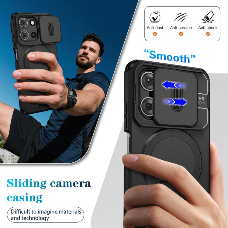 For Motorola Moto G 5G 2025 Sliding Camshield MagSafe Holder Phone Case