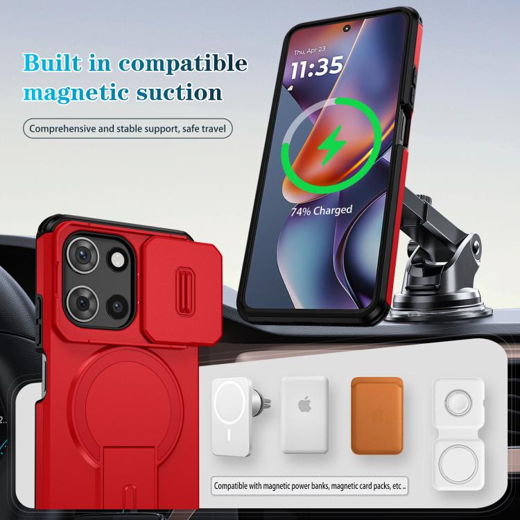 For Motorola Moto G 5G 2025 Sliding Camshield MagSafe Holder Phone Case
