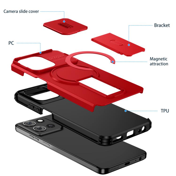 For Motorola Moto G 5G 2025 Sliding Camshield MagSafe Holder Phone Case