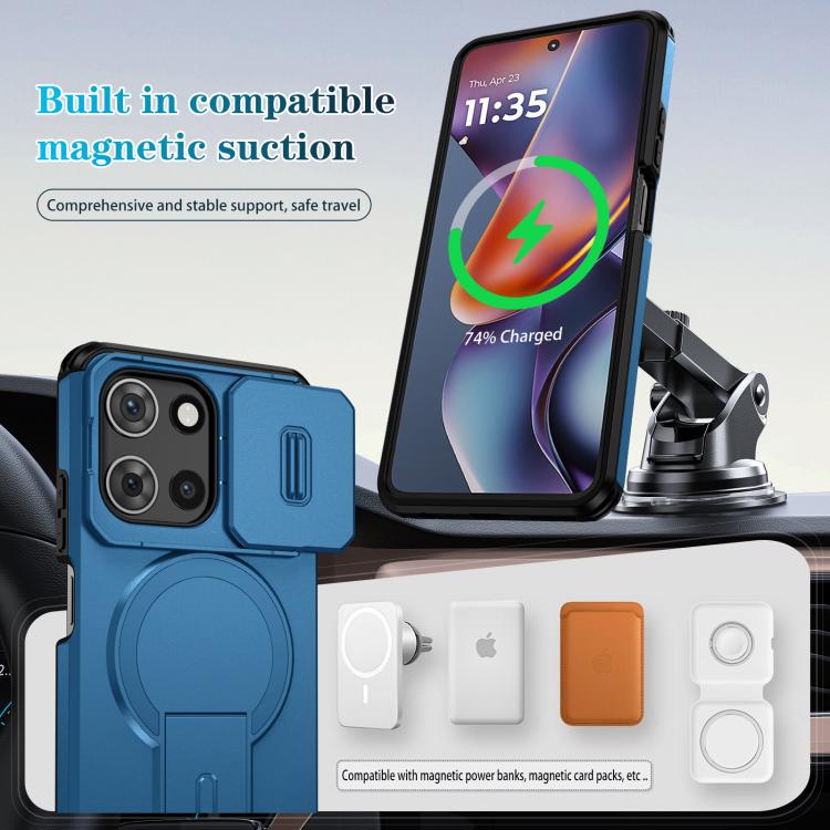 For Motorola Moto G 5G 2025 Sliding Camshield MagSafe Holder Phone Case