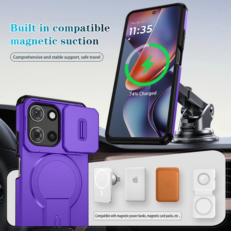 For Motorola Moto G 5G 2025 Sliding Camshield MagSafe Holder Phone Case