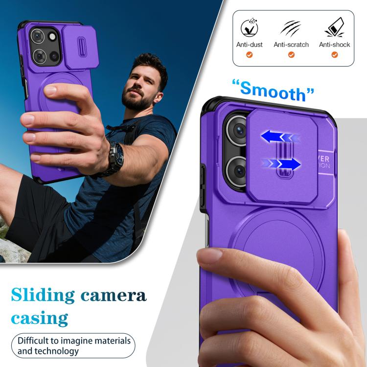 For Motorola Moto G 5G 2025 Sliding Camshield MagSafe Holder Phone Case