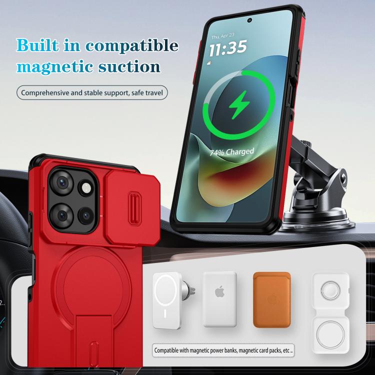For Motorola Moto G Play 5G / G Power 2025 Sliding Camshield MagSafe Holder Phone Case