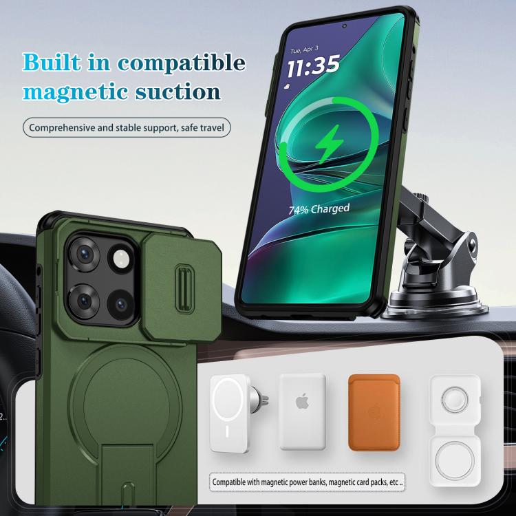 For Motorola Moto G Stylus 2025 Sliding Camshield MagSafe Holder Phone Case