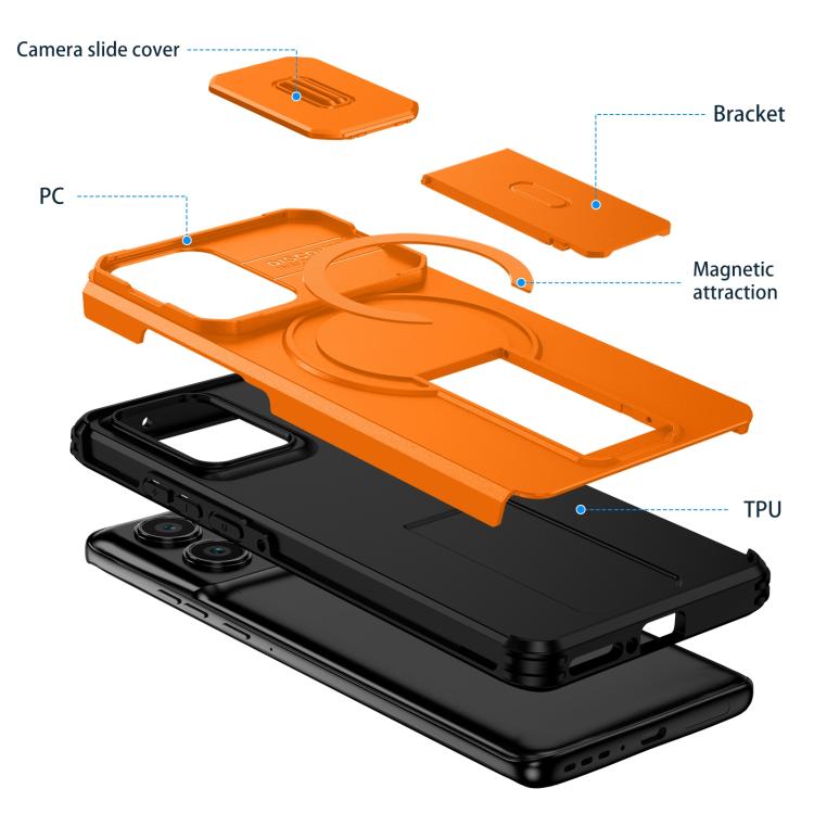 For Motorola Edge 2024 Sliding Camshield MagSafe Holder Phone Case