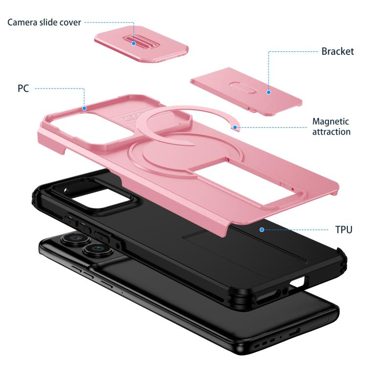 For Motorola Edge 2024 Sliding Camshield MagSafe Holder Phone Case