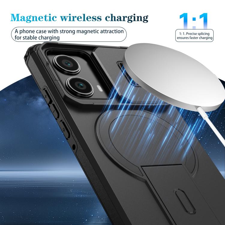 For Motorola Edge 2024 Sliding Camshield MagSafe Holder Phone Case